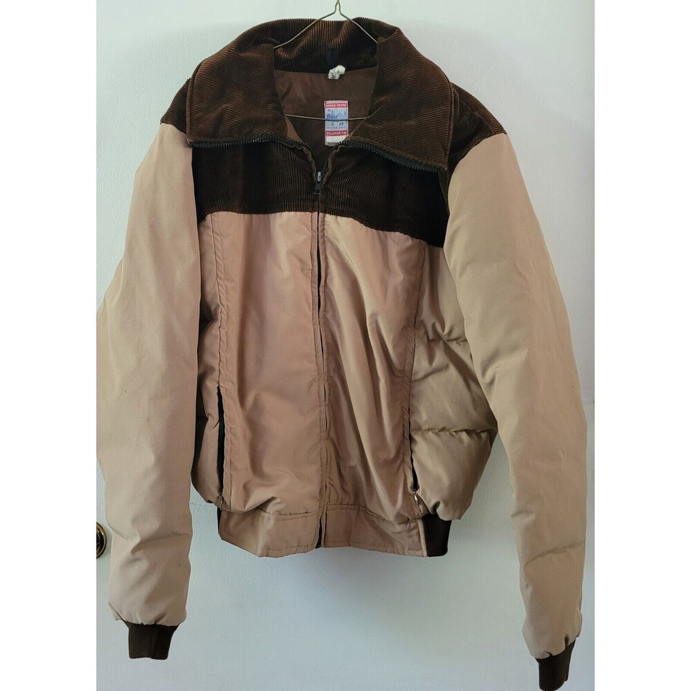 Frostline Vintage Down Puffer Coat Tan And Brown Large